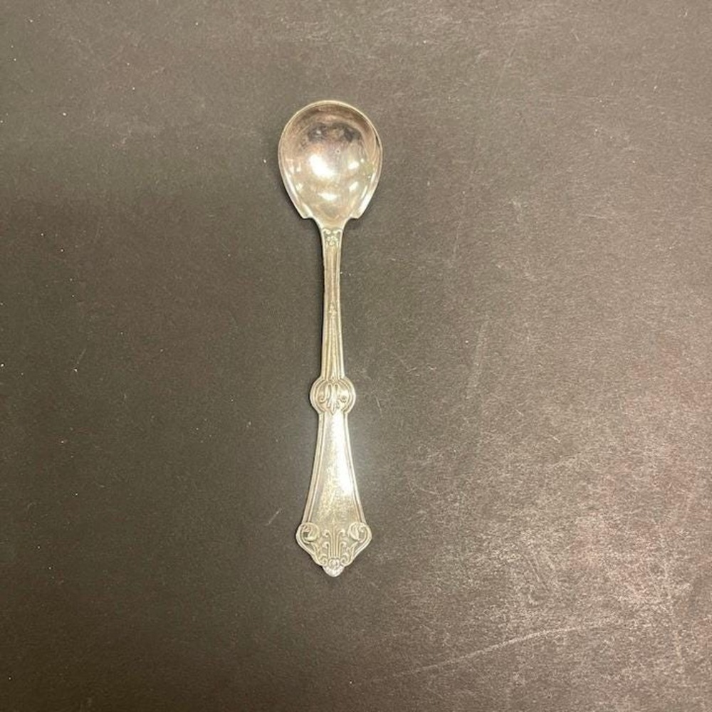 S.H.M. & Co. Silver Plate Salt Spoon Ornate Victorian Scrolled Handle SP1